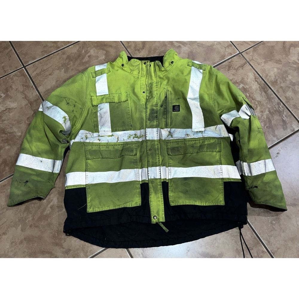 Carhartt Sherwood Class 3 Hi Visibility Jacket Size 2XL Insulated Distressed